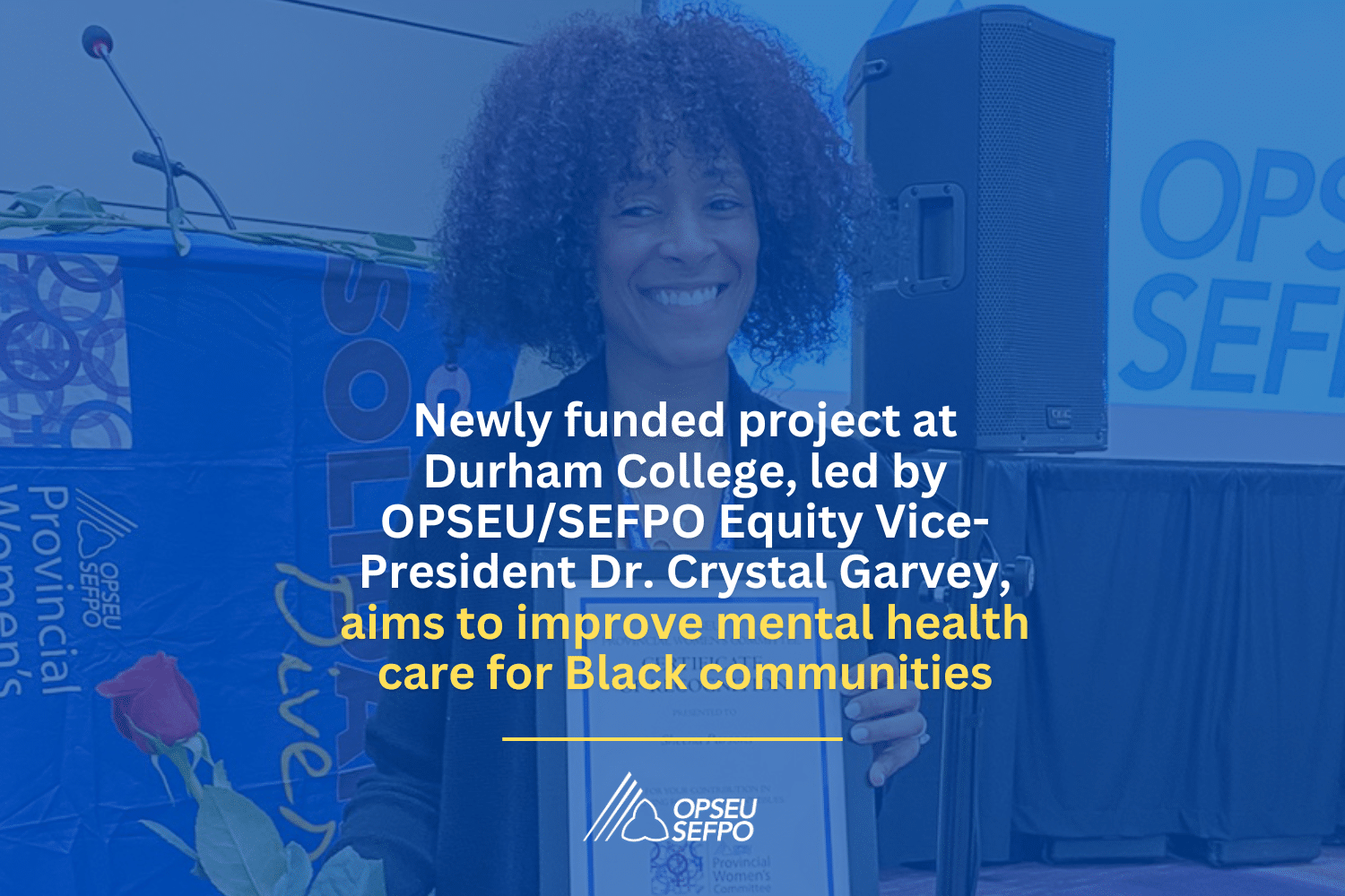 Newly funded project at Durham College, led by OPSEU/SEFPO Equity Vice-President Dr. Crystal Garvey, aims to improve mental health care for Black communities