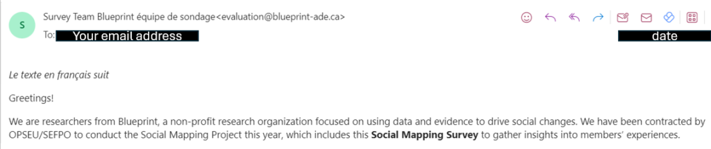 Capture of how an email appears in someone's inbox showing the sender address, subject and beginning of text