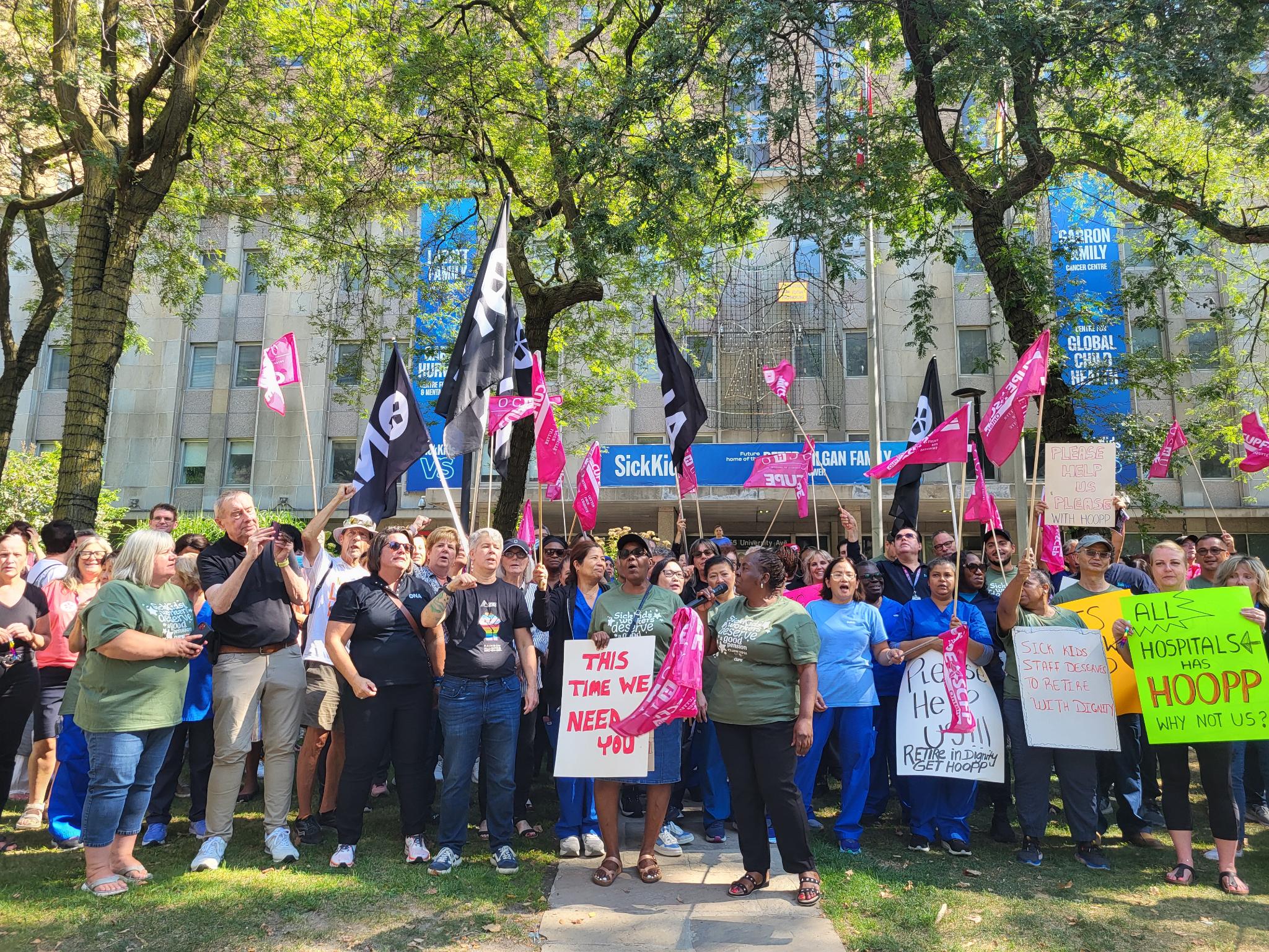 United for a decent pension plan: Staff at SickKids rally for same deal as other Ontario hospital workers