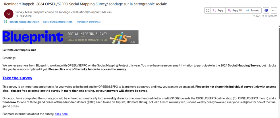Image of an email